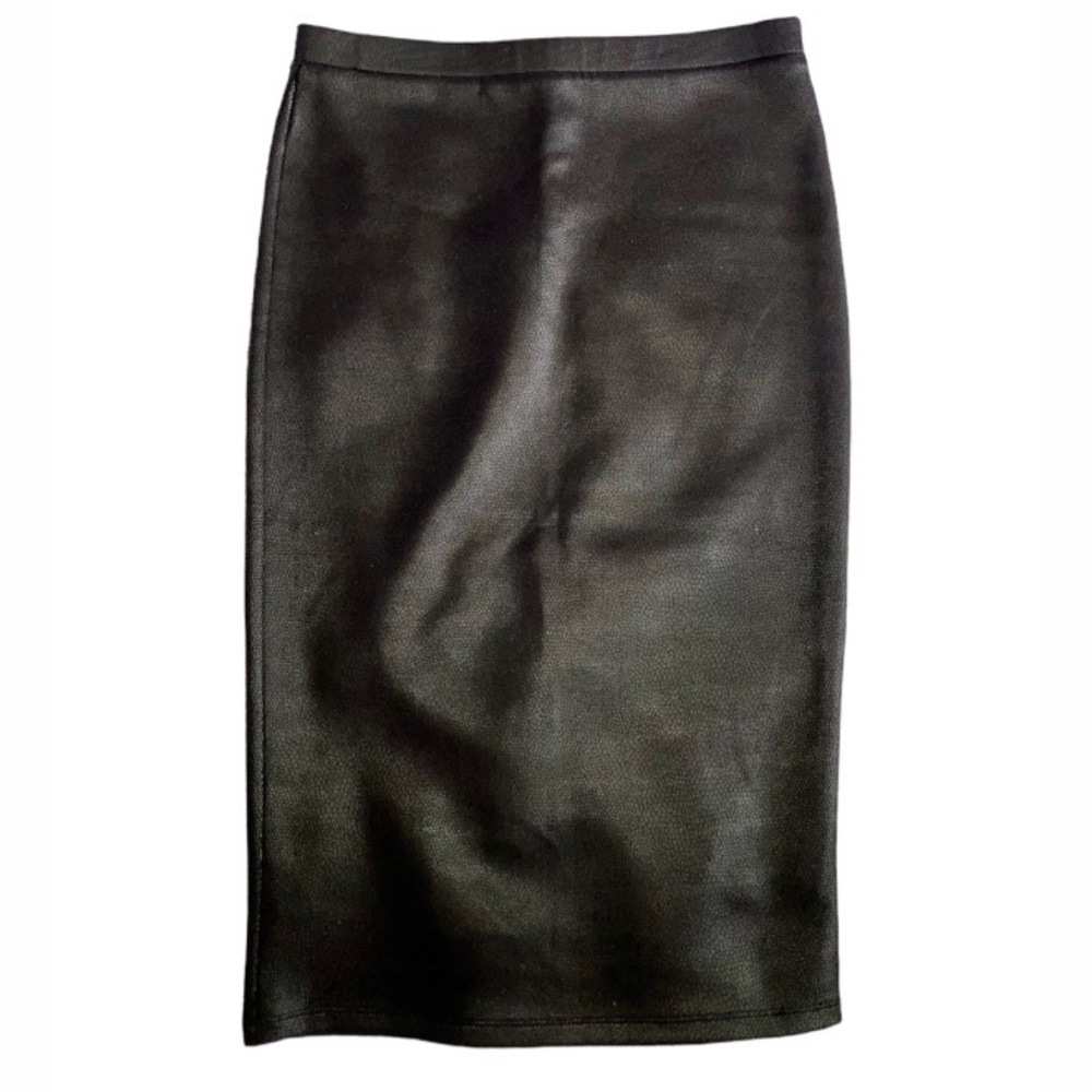 5|48 Snake Print Metallic Black Stretch Bodycon Fitted Pencil Skirt EUC X-Small
